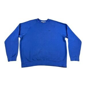 Nike Sweatshirt Mens Large Blue Crewneck Fleece Pullover Swoosh Athletic Sweater